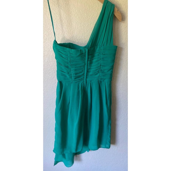 H&M Green Gathered Bodice One Shoulder Ruched Mini Dress Size 4 - Picture 6 of 6